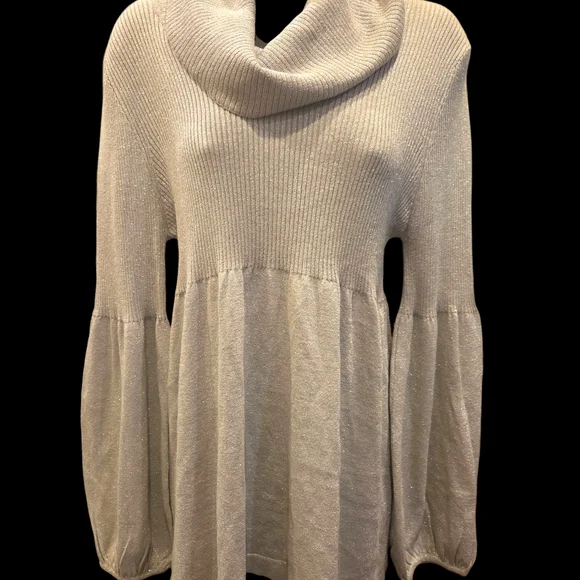 Motherhood Maternity Silver Cowl Neck Sweater with Elegant Draping - Picture 4 of 8